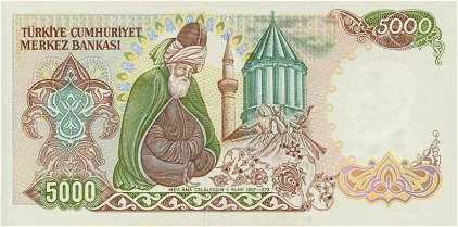 Rumi auf der Rückseite einer alten türkischen Banknote – ewigeweisheit.de