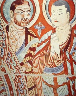 Ausschnitt eines Gemäldes aus dem 9. Jhd. in der Höhle von Bezeklik, nahe Turfan (China) – ewigeweisheit.de