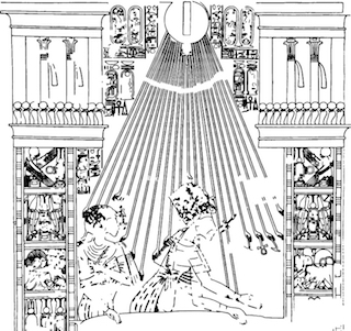 Grab des Ramose: Echnaton und Nofretete im sogenannten "Fenster der Erscheinungen" - ewigeweisheit.de