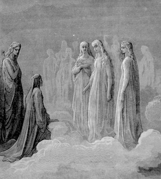 Dante und Beatrice im Paradies in der Mondensphäre – ewigeweisheit.de